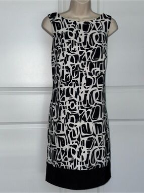 AB Studio Black and White Graphic Dress